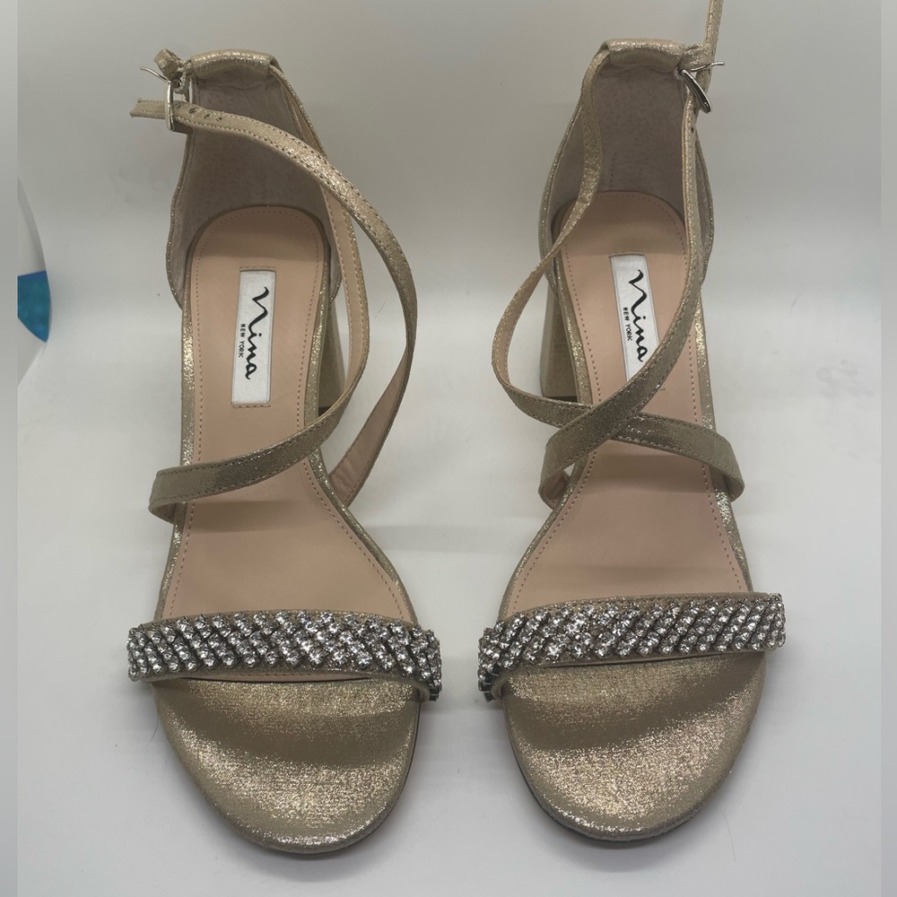 Nina New York Gold Block Heels size 7